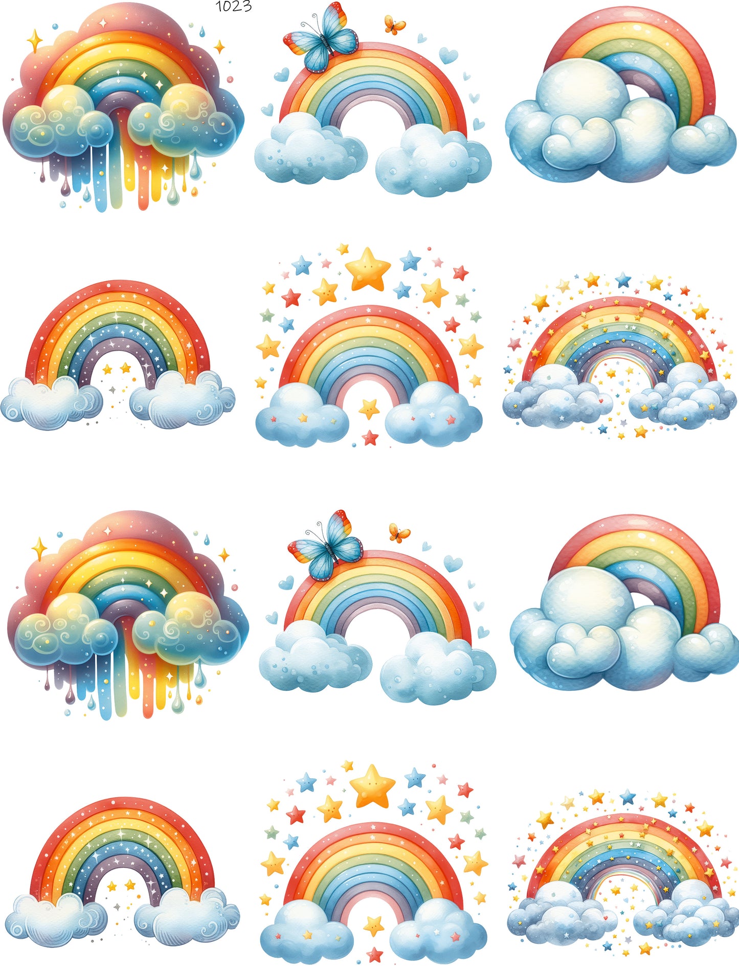 Rainbows Clouds And Stars
