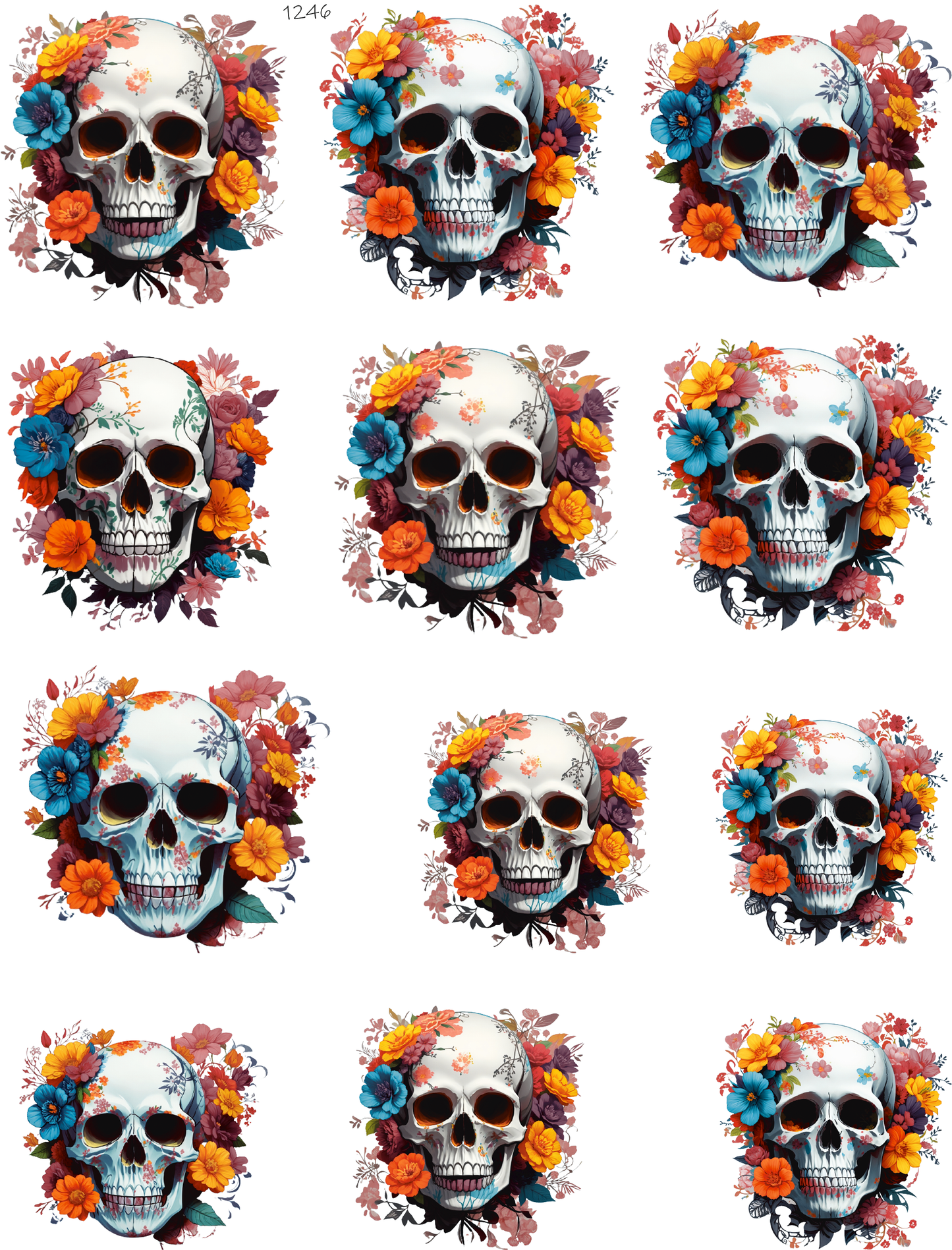 Skull With Flower Background