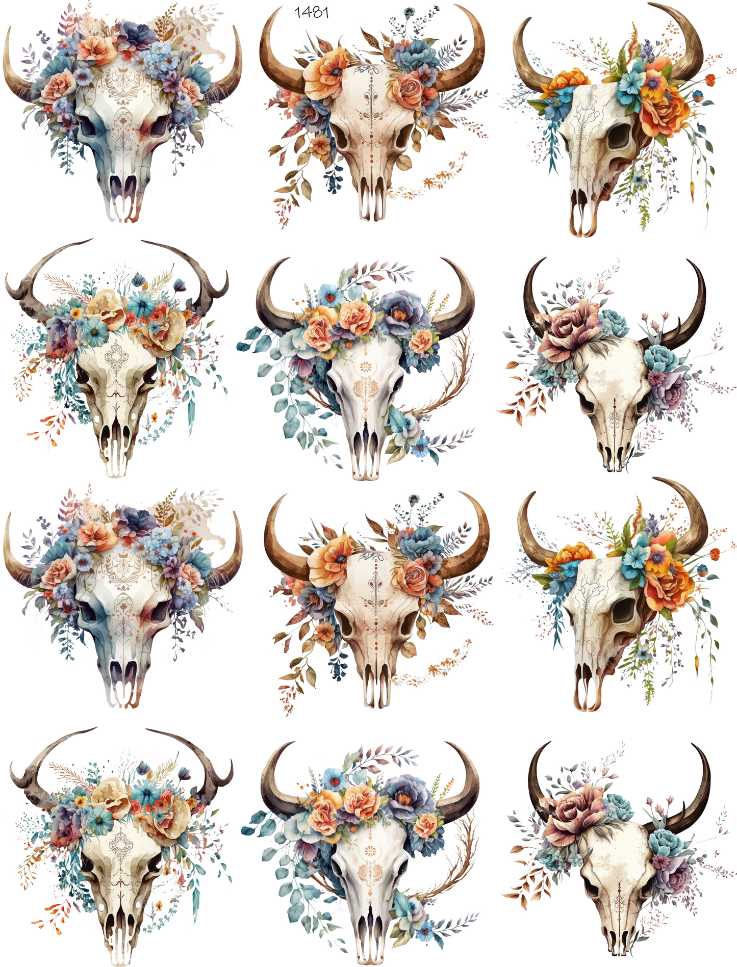 Cow Skull And Flowers