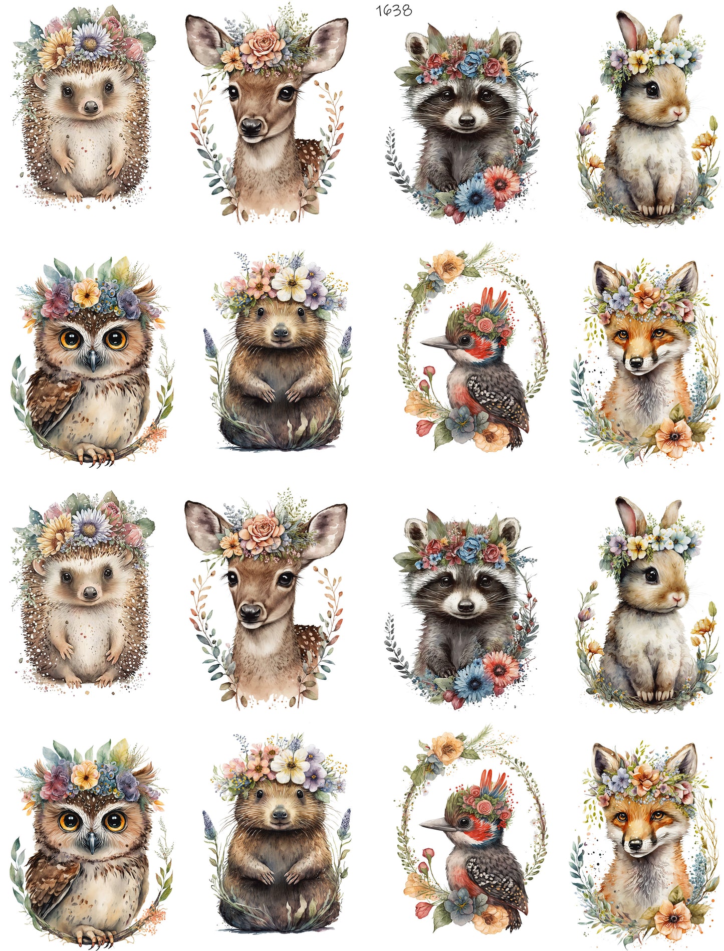 Woodland Animas With Flowers