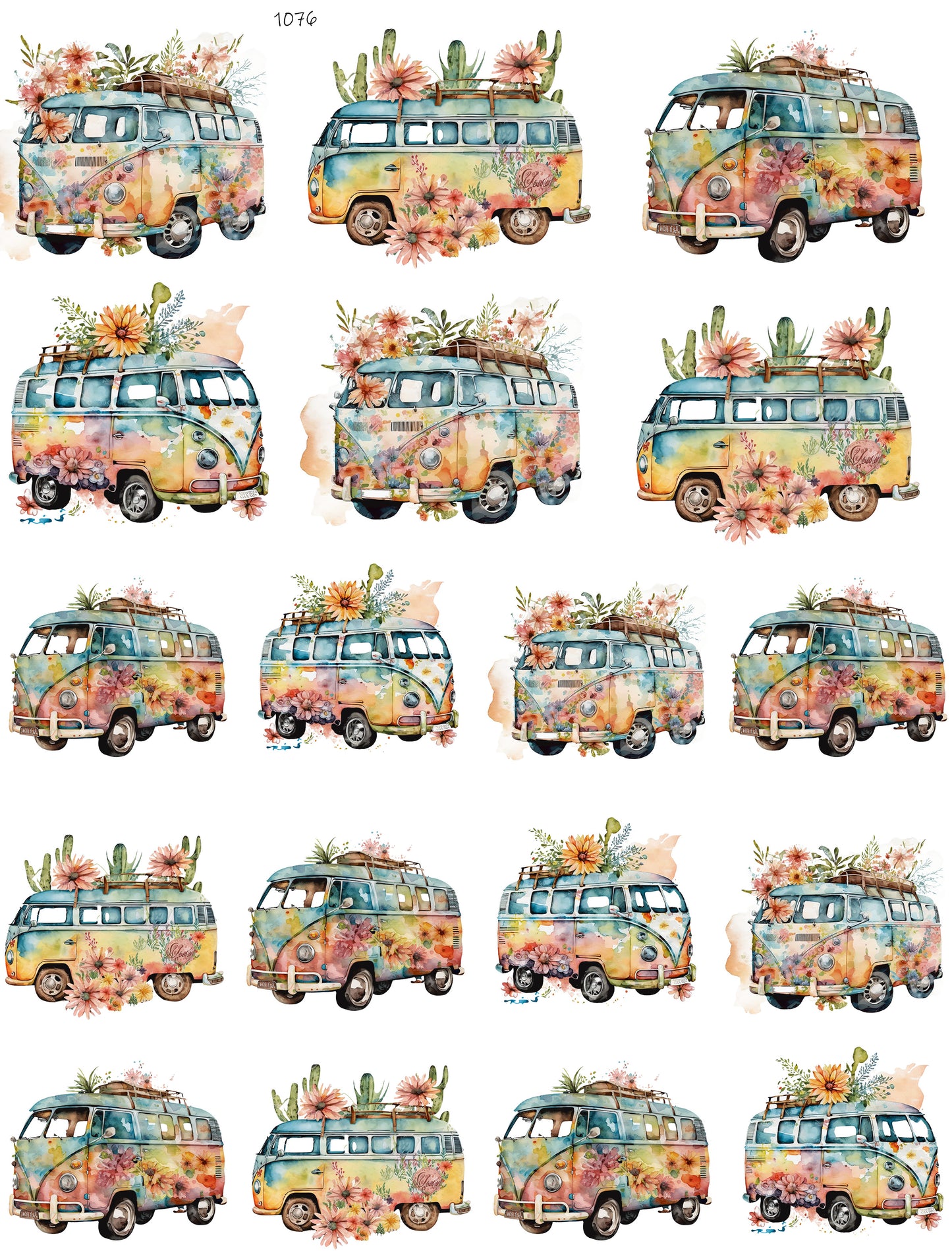 Hippy Bus Watercolor