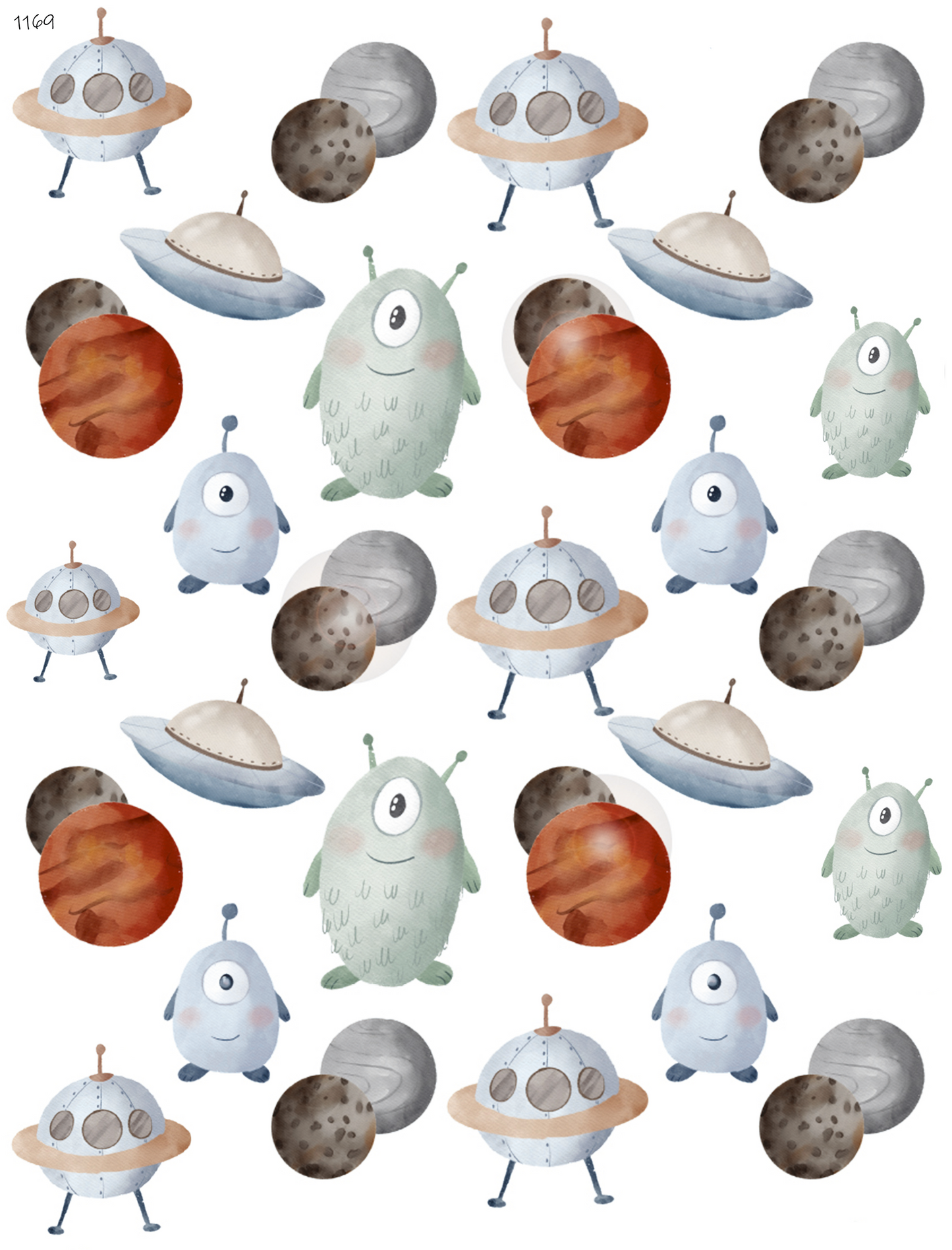 Alien with One Eye and Spaceship