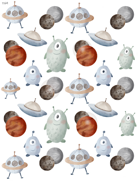 Alien with One Eye and Spaceship