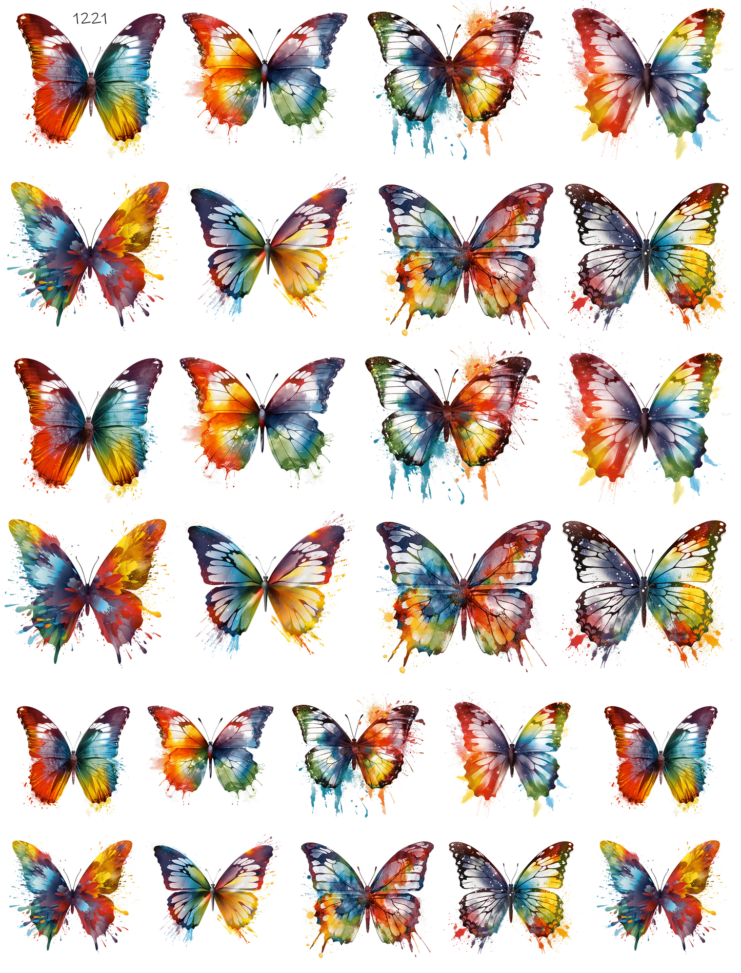 Rainbow Butterflies Watercolor