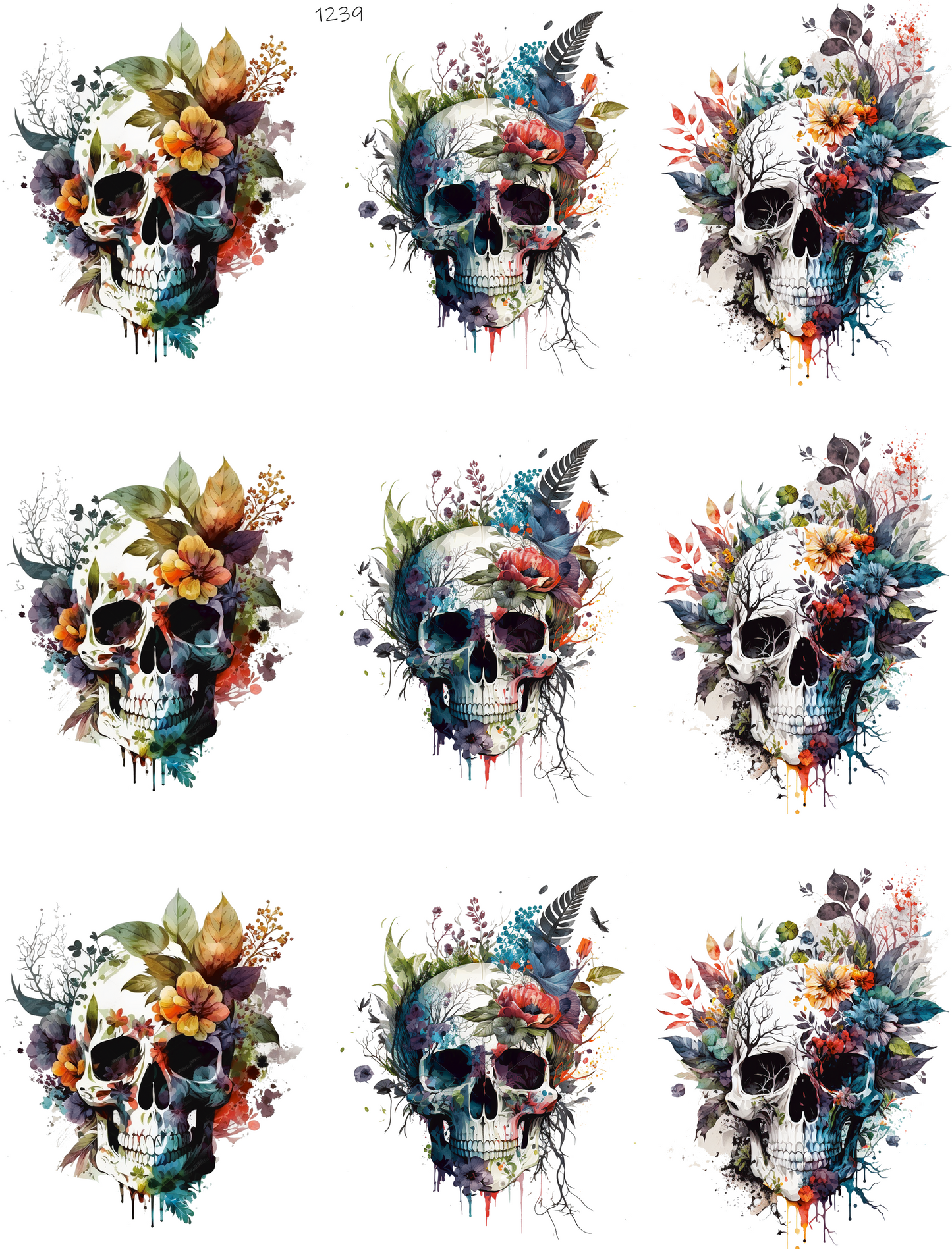Watercolor Skulls