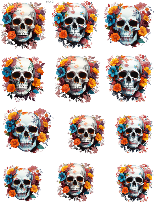 Skull With Flower Background
