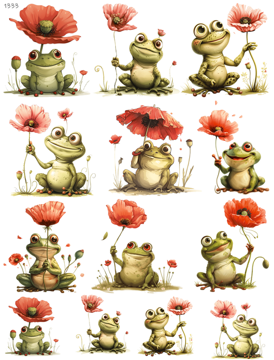 Frogs With Flowers