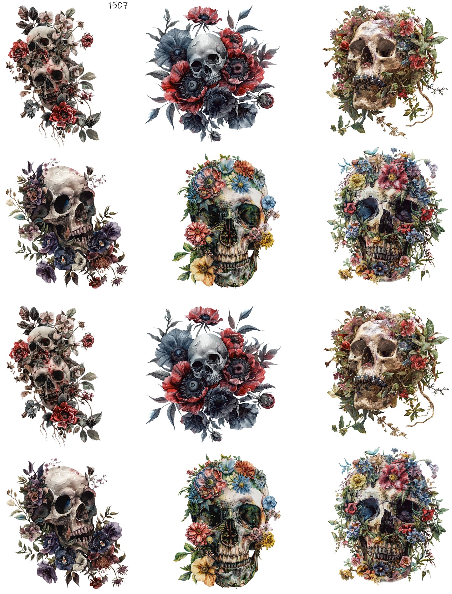 Creepy Flowery Skulls