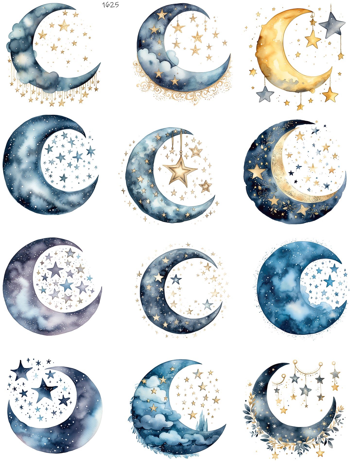 Moon And Star Watercolor