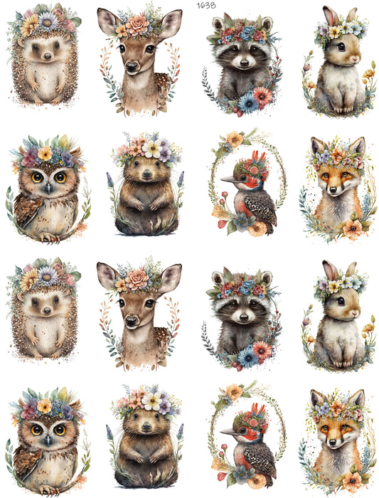 Woodland Animas With Flowers